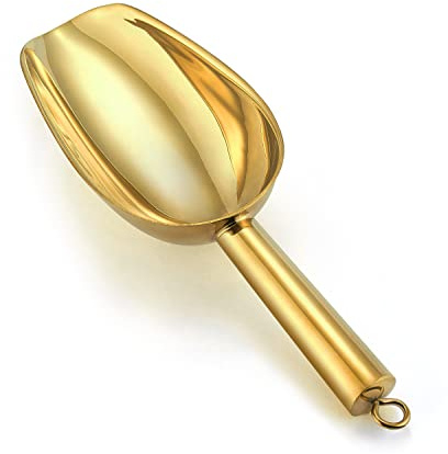 P&P CHEF Small Ice Scoop, 6OZ Stainless Steel Candy Food Flour Scoop, Utility for Kitchen Garden Bar Wedding Bath, Heavy Duty & Non Toxic & Easy Clean, (Gold, 1Pc)