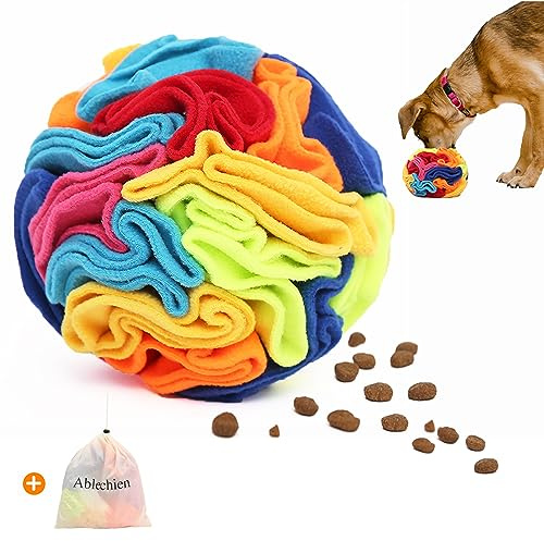 Ablechien Snuffle Ball - Snuffle Ball for Dogs, Interactive Dog Toys to Keep Them Busy, Puppy Dog Puzzle Toy with Storage Bag Machine Washable