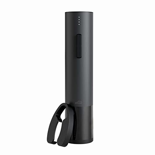 Lacor - 63056 - elektrischer Korkenzieher Black Luxe aus Edelstahl, automatischer Weinöffner, elegant, modern und ergonomisch, Beleuchtung und LED-Anzeige, Ø 4,8 x 22 cm, Mattschwarz