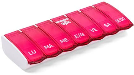 Anabox - Pilulier Hebdomadaire | Box7-7 Cases | Oraganisateur de traitement Rose | Marquage en Italien