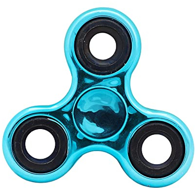 Toyland® Fidget Hand Spinner - Sollievo da Stress e ansia - Colori Assortiti (Turchese Metallizzato e Anelli Neri)
