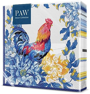 PAW - Servilletas Papel 3 Capas (33 x 33 cm) I 20 Unidades I Servilletas con Diseño de Cumpleaños I Decoradas para Cumpleaños, Fiesta, Decoupage I Color: Rustic Morning