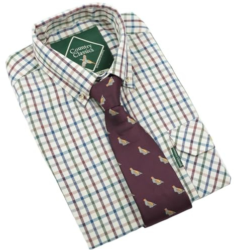 Country Classics Country Check Polycotton Shirts Ideal for Fishing Shooting Hunting Casual Formal Buttoned Down Collar Shirt Classic Shirts – Taunton Blue - M