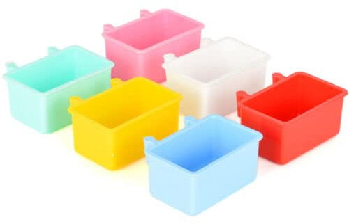 4 pcs Bird Cage Food Water Feeder Cups Plastic Hanging Bowl Parakeet Parrotlet Budgie Cockatiel Feeding Small 3 oz Each, Small Pet Feeding