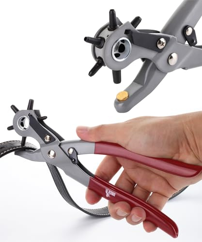 UNCO Leather Punch Tool with Multi-Hole Sizes, Belt & Leather Puncher