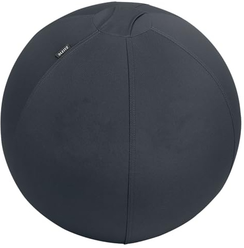 Leitz Balón de Asiento Ergo Active Antideslizante, Diseñado Ergonómicamente como Alternativa a la Silla de Escritorio, 55 cm de Diámetro, Incluye Funda de Tela, Bomba Aire Manual, 2 Tapones, 65410089