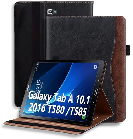 Coque pour Samsung Galaxy Tab A6 10.1 2016 (SM-T580/T585) Tablette Housse de Protection Étui Pencil Holder Support Multi Angles avec Auto Schlaf/Aufwach en Cuir PU pour Galaxy Tab A6 10.1 2016 Noir