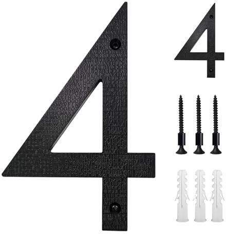 Vordpe Numéro de maison en acier inoxydable noir de 13,7 cm, grande plaque de numéro de maison, avec effet 3D, pour portes de bureau, boîtes aux lettres, portes d'appartement, casiers, garages