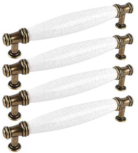 Ett 128 mm marmordörrhandtag – 4-pack vintage antik rosett drag för köksskåp, byrå, dörr, trägrindar