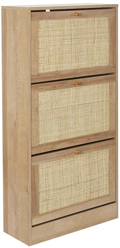 HOME DECO FACTORY Zapatero 3 Puertas Bali de Madera Moderno Arena | Madera de ingeniería, zapatero Bali, 3 puertas, almacenaje elegante, diseño moderno, entrada o salón, arena