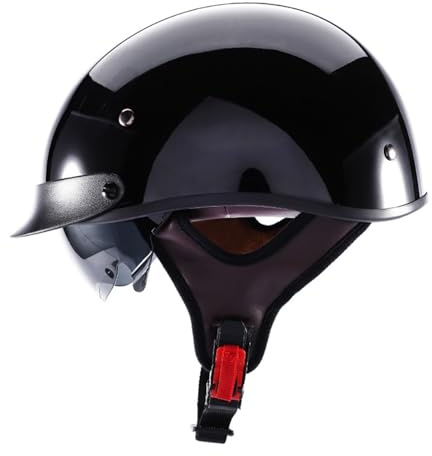 Caschi Mezzo Casco Jet Moto Retrò Casco Scodella Portatile, ECE Omologato Mezzo Elmetto da Moto Retrò per Uomo Donna Biker Cruiser Scooter Touring