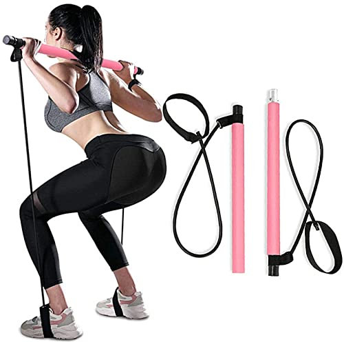 Widerstandsband & Yoga Pilates Bar Stick für Ganzkörpertraining – Tragbares Heim-Fitnessgerät mit Fußschlaufe für Damen und Herren