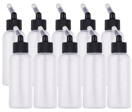 Leere Airbrush-Farbflasche, 65 ml, mit 8 mm Stahlkugel-Design, für Dual-Action-Siphon-Feed Airbrush-Pistolen (10 Farbflaschen)