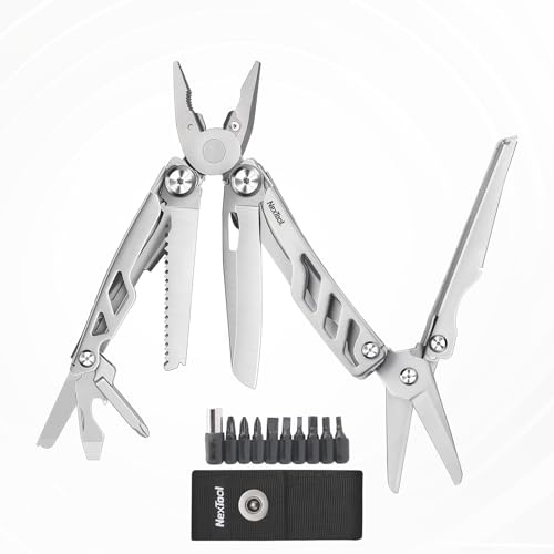 NexTool Multiverktyg, Flagship Max 14 i 1 Multiverktygstång med 80Cr14Mov Fickkniv, 2 Säkerhetslås och Sax, Multiverktyg EDC för Camping, Män, Hantverk