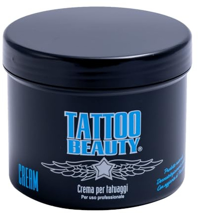 Crema Tatuaggi Guarigione Tattoo Beauty 500ml Uso Professionale, Pasta Trattamento Intensivo, Corpo con Pantenolo, Tattoo Idratante che Protegge, Preserva la Bellezza del Tatuaggio