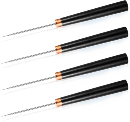 Uxsjakjsd 4 Piezas Herramientas Punzón Afeitar con Madera, Juego Punzón Costura, Punzón Sastre para Perforar, Herramienta Reparación Punzón Costura para Bricolaje