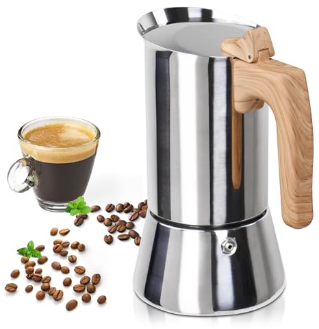 Mogrecha Uncoated 2 Cup Moka Pot 304 Thickened Stainless Steel Coffee Maker