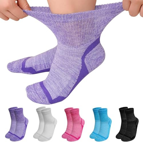 LOFIR Chaussettes Diabétiques Bambou Femme: Socquettes Sans Couture et Sans Élastique pour Homme - Chaussettes Courtes avec Semelle Coussinée Pour Personnes Âgées Pieds Enflés 5Paires Multicolore39-42