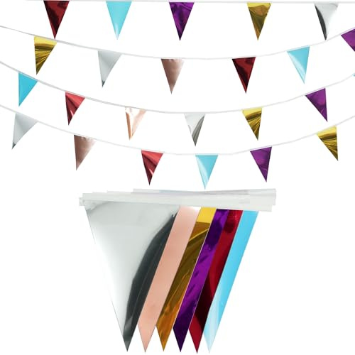 Girlande Geburtstag Wimpelkette Bunt 16M für Garten Abschluss Schulkind Party
