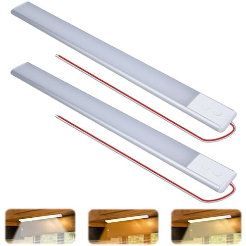 2 Stück 12V 10W LED Unterbauleuchte, 168 LED Lampe Wohnmobil mit Schalter, 42CM 6000K Auto Innenbeleuchtung Leiste 3 Lichtfarben, KFZ Beleuchtung Leiste für Auto Wohnmobil LKW Van Küche Boot Bad