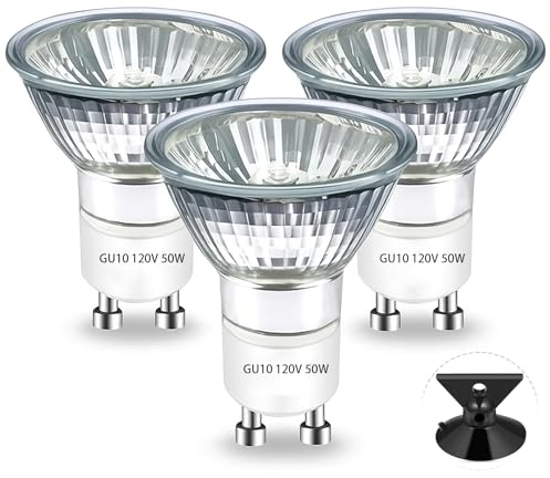 LPSAFP GU10 50W Halogen Bulb 120V NP5 Replacement - for Range Hoods, Stoves, Candle Warmers, Wax Melters, Aromatherapy Heaters, Dimmable Warm White Light (3-Pack)