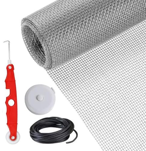 Sghtil Kit di ricambio per schermo della finestra, 157 x 47 pollici, rullo ad alte prestazioni, set di riparazione per porte scorrevoli, protezione per animali domestici, terrazzo