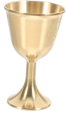 Ciieeo Goblet De Latón Macizo Con Pentagrama Vaso Medieval Para Rituales Paganos y Ceremonias Espirituales Copa Decorativa Vintage Para Altar y Divinación