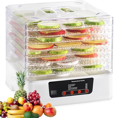 8-Tray Food Dehydrator, 350W Adjustable Temperature Electric Dryer for Fruits, Jerky, and Dog Treats, Compact Design for Home Kitchen