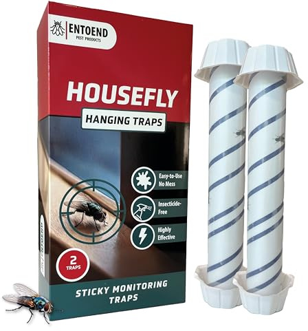 ENTOEND House Fly Hanging Traps | Pack of 2 - Indoor & Outdoor Sticky Insect Catcher | Highly Effective Gnat, Wasp, Mosquito & Fly Killer Glue Trap - Ideal for the Home, Kitchen, Garden & Greenhouse