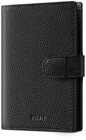 VULKIT Leather Passport Wallet for 2 Passports Slim Double Passport Holder RFID Blocking Passport Travel Wallet with ID Window for Women