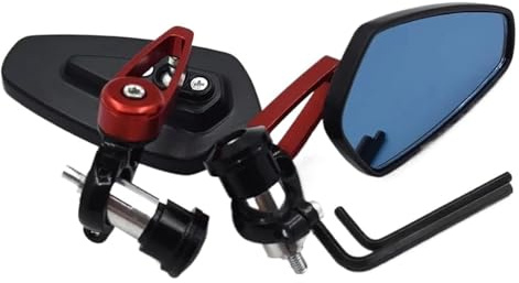 Espejo Retrovisor para Ninja 650R ZX6 ZX6R 636 ZX6R Z800 Z900 Z1000 Negro 7/8 ''22mm Espejo Lateral De Motocicleta Espejo Final del Manillar Motos Espejos Laterales(Rojo)