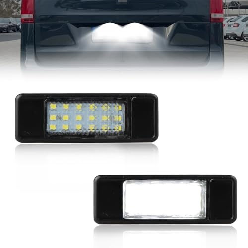 GSOWO 2 PCS LED Number Plate Light for Merce-des Ben-z Sprinter W906 Vito Viano W639, [18 SMD Chips] [Plug & Play], Rear Number License Plate Lamps, White Light