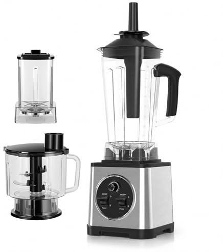 3 in 1 Professional Blender, 1200W Kitchen Blenders, 2.5L+2L+0.8L capacity, 15 Speed Settings, Stainless Steel Blade for Smoothies, Ice Crushing & Food Processing, for Crush Ice, Smoothies, Milk Shake