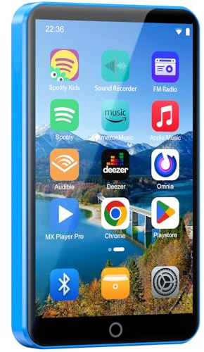 Fanvace Fanvace Android MP3 Players with Bluetooth WiFi, MP3 & MP4 Players with 4 Touchscreen and Speaker, Spotify MP3 Music Player with Audible, Amazon Music, Play Store (16GB, Blue)