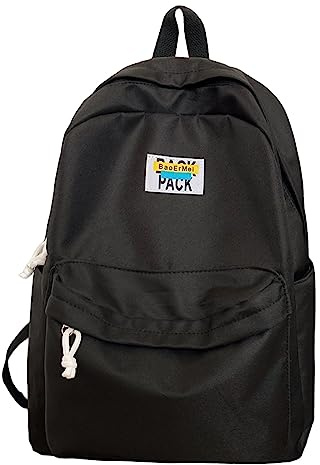 Moderne Schultasche für Damen Studenten mit großzügigem Stauraum vielseitigem Design (Black, One Size)