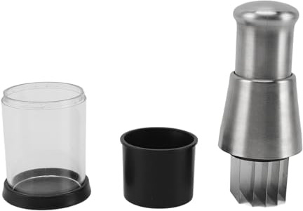 Cloimei Tritatutto manuale in acciaio inox per verdure, aglio e cipolle, con contenitore integrato, ideale per una preparazione rapida degli alimenti in Lavabile in lavastoviglie
