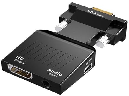 GleamGlide Adaptador VGA a HDMI con Audio 1080P 60Hz Convertidor VGA a HDMI macho a hembra para PC Portátil Escritorio Ordenador a Monitor Proyector HDTV Stick Video Transferencia HDMI Adaptador Negro