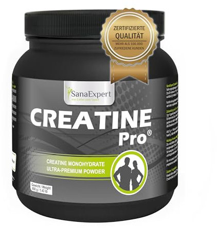 SanaExpert Creatine Pro (Creapure®), Sportgetränk für 215 Portionen, 100% Creatin-Monohydrat, Kreatin-Pulver, gut löslich, klimaneutral, 650 g