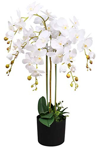 Leaf Kunstpflanze Orchidee, Blätter, 85 cm, Weiß