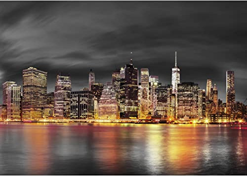Runa Art Fototapete New York City 352 x 250 cm Vlies Tapeten XXL Moderne Wandtapete Wohnzimmer Schlafzimmer Grau Orange 9295011a
