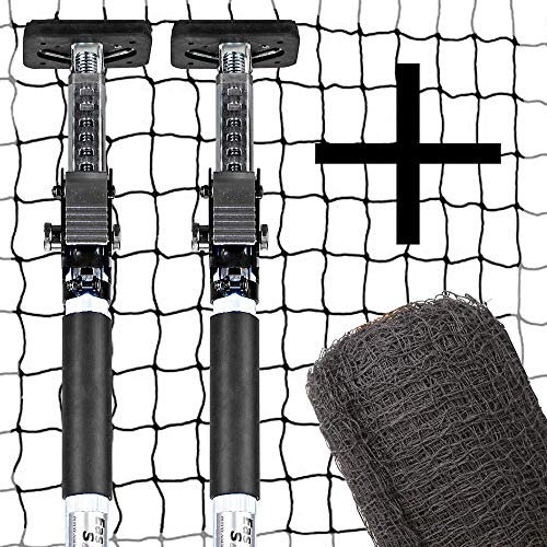 ALLEGRA Katzennetz für Balkon und Fenster, Katzenschutznetz mit Stangen und Halterung, Set mit Netz Teleskopstange Spannstangen ohne Bohren zum Klemmen Drahtverstärkt Grün