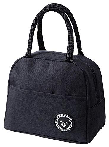 ZoneYan Piccola Borsa Termica Porta Pranzo, Borsa del Pranzo, Piccola Borsa Termica, Borsa Frigo Pranzo Piccola, Pranzo Al Sacco Isolato Sacchetto, Applicare per Ufficio/Picnic (Black)