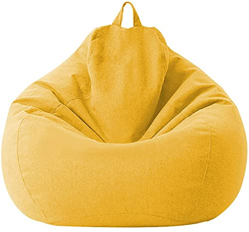 JHLD In Cotone E Lino Copertura Per Poltrona A Sacco (senza Imbottitura), Fodera Per Poltrona A Sacco Extra Large Fodera Per Sedia A Sacco Per Adulti E Bambini-giallo-85x105 cm
