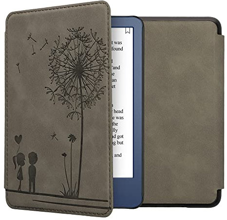 kwmobile Hülle kompatibel mit Amazon Kindle (2022/2024) Hülle - Kunstleder Cover - Pusteblume Love Grau