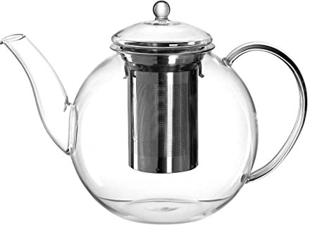 Leonardo Teekanne Limited, 1,6 Liter, Kanne aus Glas mit integriertem Teesieb aus Edelstahl, Spülmaschinenfeste Tee-Kanne