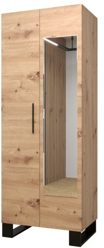 KRYSPOL Kleiderschrank, Garderobenschrank mit Spiegel, Dielenmöbel Artin Industriell Design