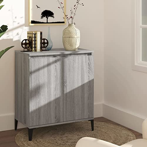 Keketa Buffet en bois à 2 portes - Pour couloir, chambre à coucher, salon, bureau - Gris Sonoma - 60 x 35 x 70 cm