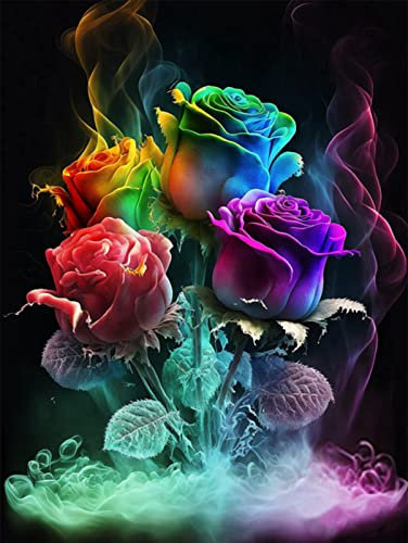DUGEHO 5D Diamond Painting Full Set,5D Diamant Painting Bilder mit Diamond Painting Zubehör Rose DIY Diamant Malerei für Home Wall Wand und Eingang Dekorationen(30×40cm)