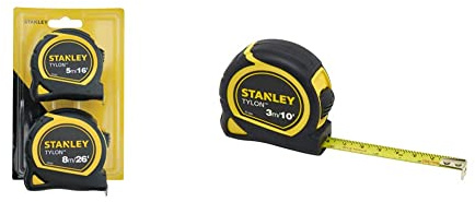 Stanley STA998985 Pocket Tapes, 5m/16ft & 8m/26ft & 0-30-686 Tylon Tape, 3m/10ft