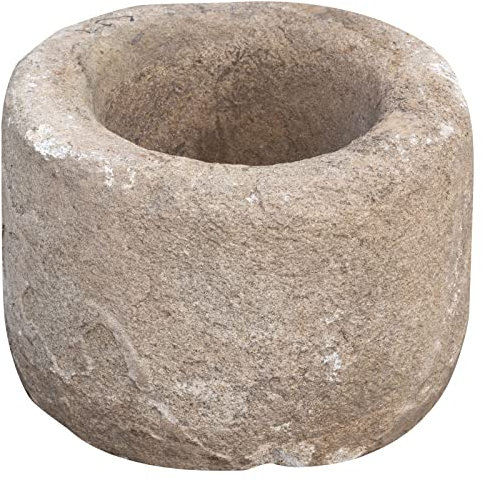 Biscottini Antico Mortaio Grande in Pietra 42x54x54 cm - Vaso da Esterno Grande Giardino Decorazioni Esterno - Fioriera da Esterno Grande
